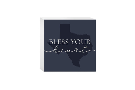 Modern Minimalist Texas Bless Your Heart | Wood Block | Eaches | Min 4