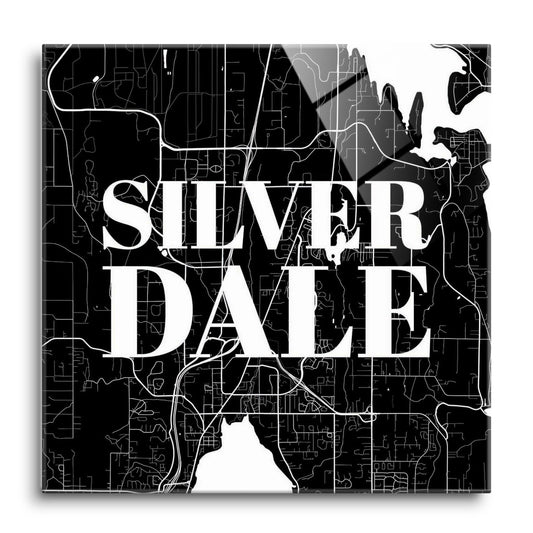 Minimalistic B&W Washington Silverdale Map | Hi-Def Glass Art | Eaches | Min 1