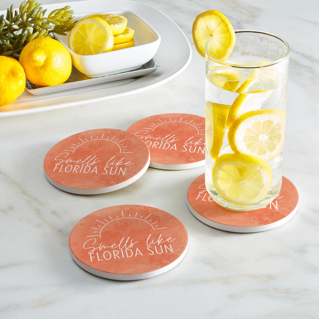 Smells Like Florida Sun Pink | Absorbent Coasters | Set of 4 | Min 2