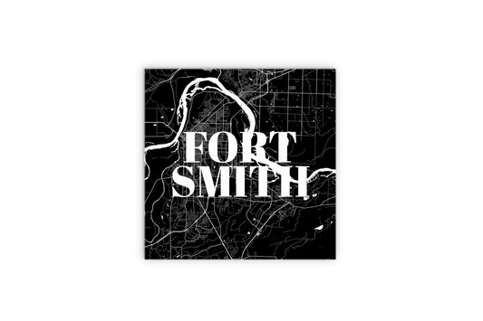 B&W Minimalist Arkansas Fort Smith Map | Wood Sign | Eaches | Min 2