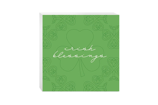 Light Green Shamrock Irish Blessings | Wood Block | Eaches | Min 2