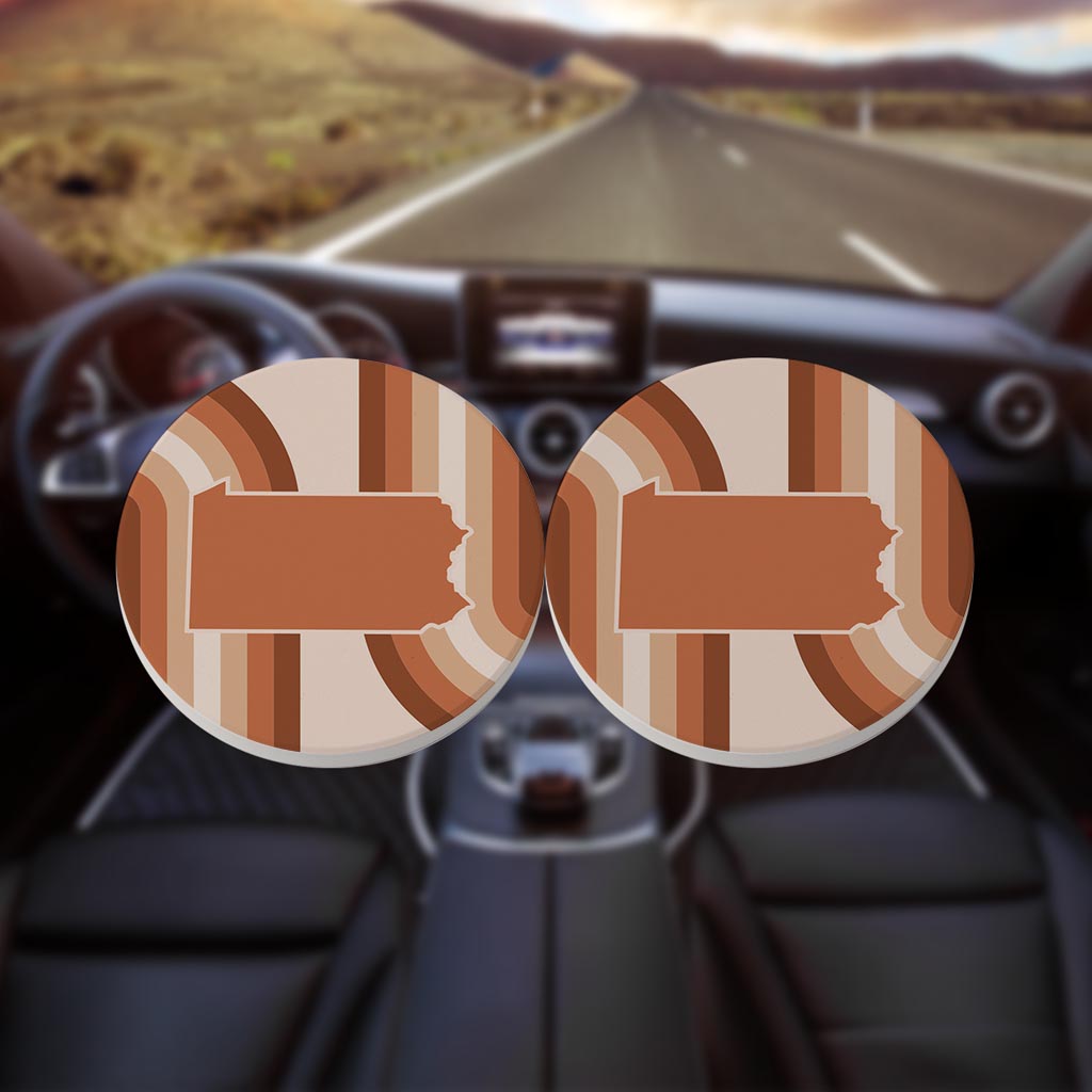 Modern Minimalist Pennsylvania State | Absorbent Car Coasters | Set of 2 | Min 4