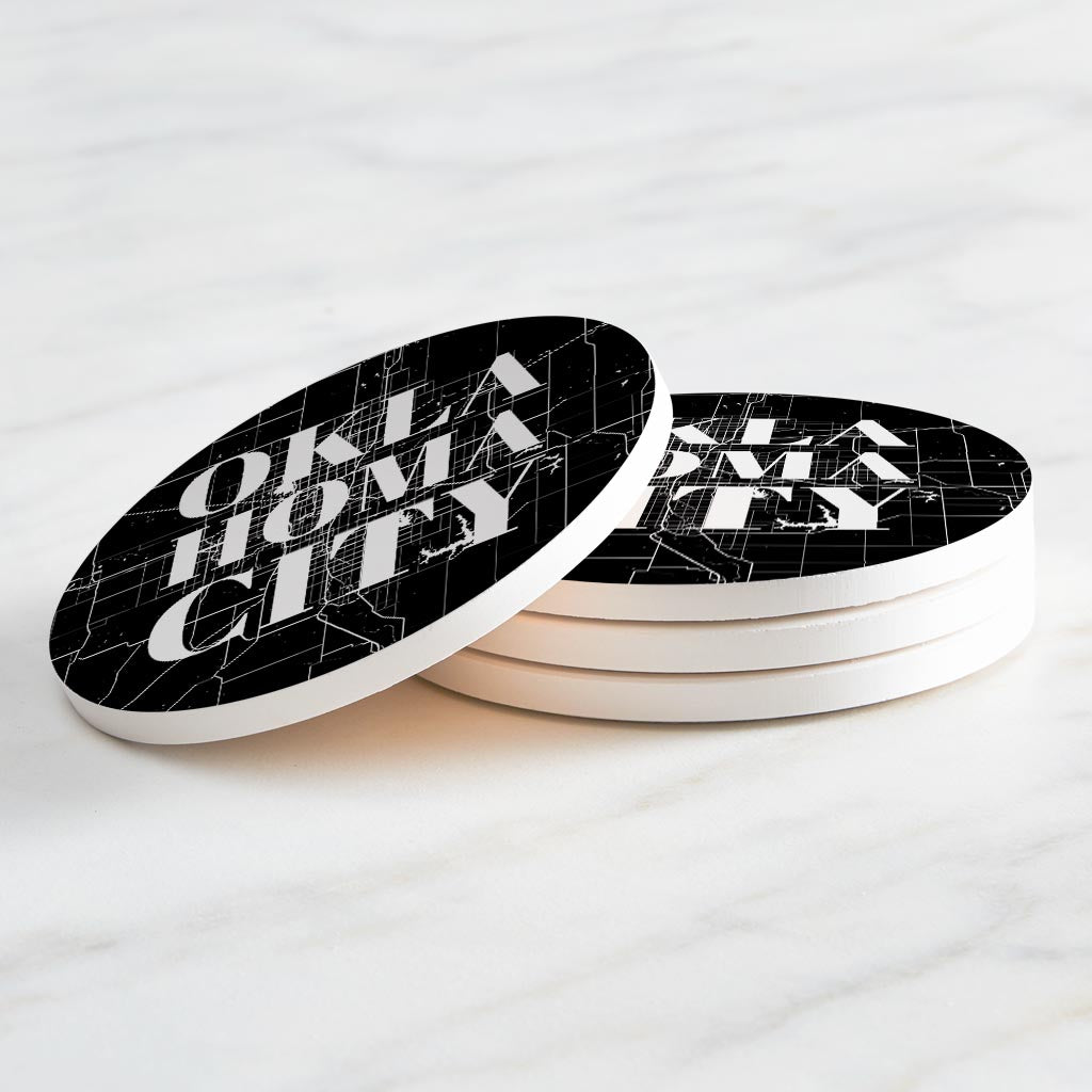 Modern Oklahoma City Map | Absorbent Coasters | Set of 4 | Min 2