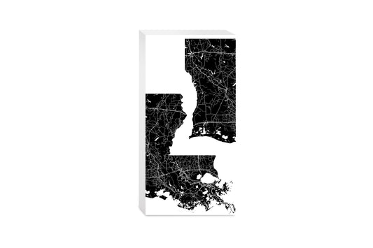 Modern Louisiana State Shape With Map | Wood Block | Eaches | Min 4