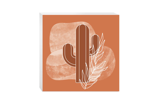 Modern Minimalist Texas Cactus | Wood Block | Eaches | Min 2