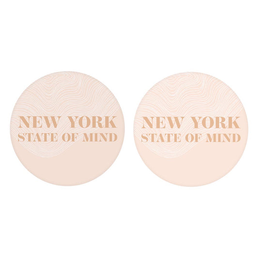 Modern Minimalist New York State Of Mind | Absorbent Car Coasters | Set of 2 | Min 4