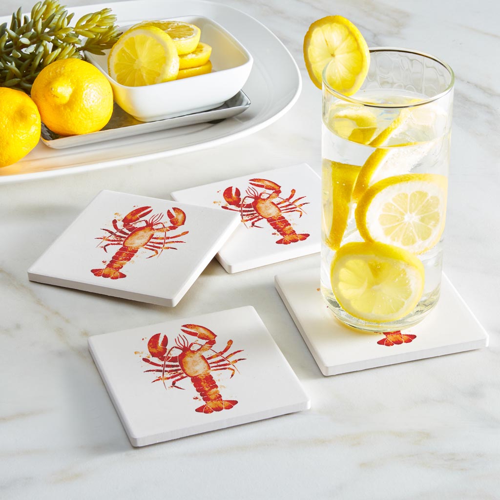 East Coast Water Color Lobster | Absorbent Coasters | Set of 4 | Min 2