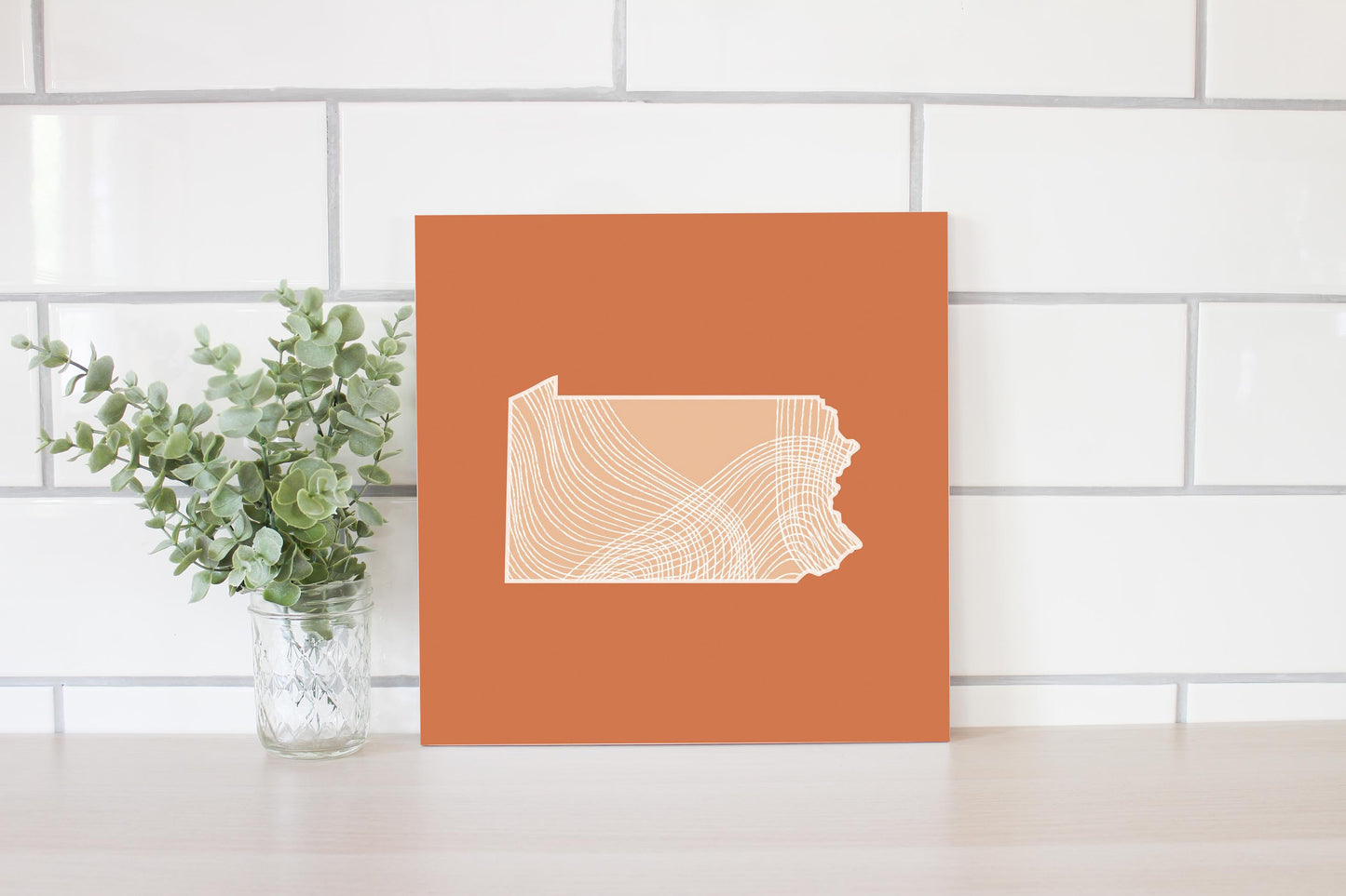 Modern Minimalist Pennsylvania State Lines Light | Wood Sign | Eaches | Min 2