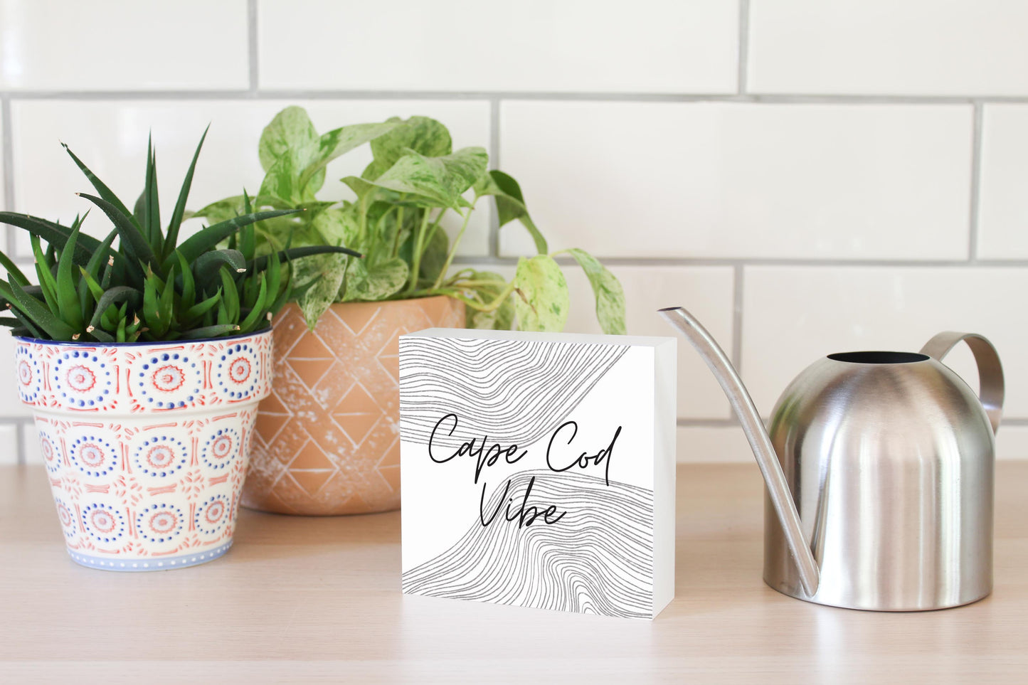 Minimalistic B&W Cape Cod Vibe | Wood Block | Eaches | Min 4