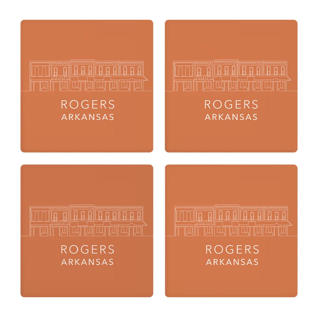 Modern Minimalist Arkansas Rogers Skyline State| Absorbent Coasters | Set of 4 | Min 2