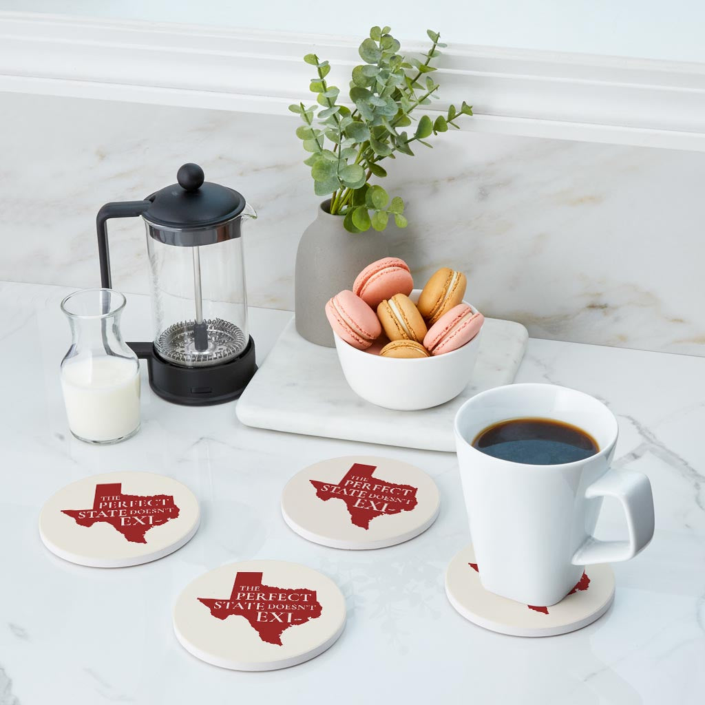 Modern Minimalist Texas Colors Perfect State | Absorbent Coasters | Set of 4 | Min 2