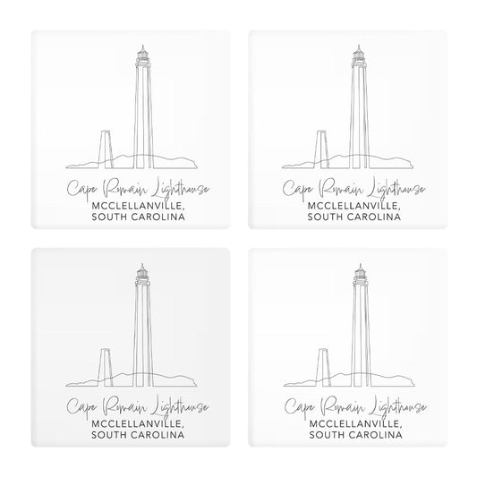 Cape Romain Lighthouse | Absorbent Coasters | Set of 4 | Min 2