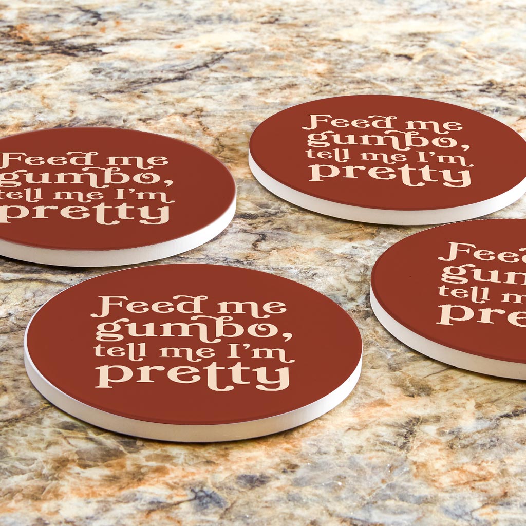 Modern Minimalist Louisiana Gumbo Saying | Absorbent Coasters | Set of 4 | Min 2