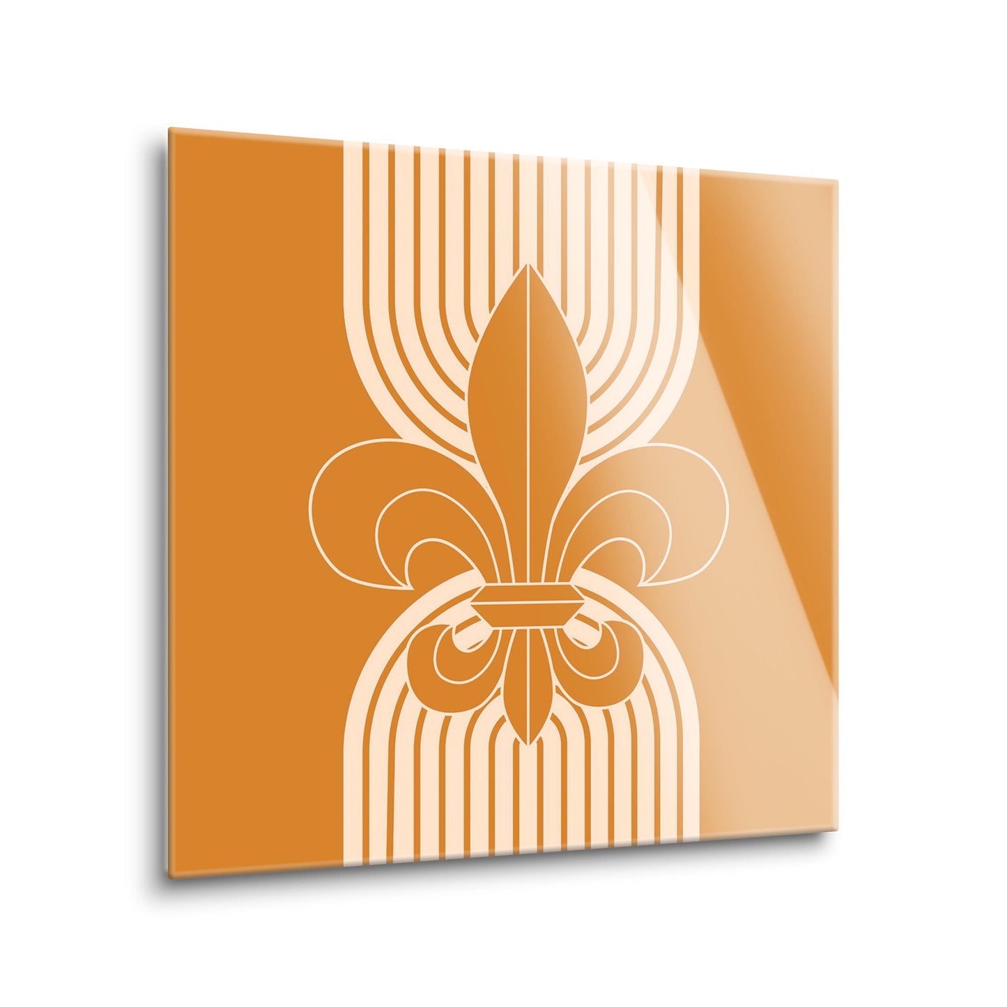 Modern Minimalist Louisiana Orange Fleu De Lis | Hi-Def Glass Art | Eaches | Min 2