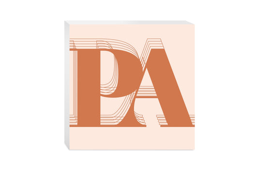 Modern Minimalist Pennsylvania Pa Initials Dark | Wood Block | Eaches | Min 2