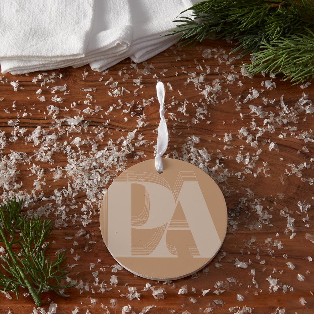 Modern Minimalist Pennsylvania Pa Initials Light| Wood Ornament | Eaches | Min 6