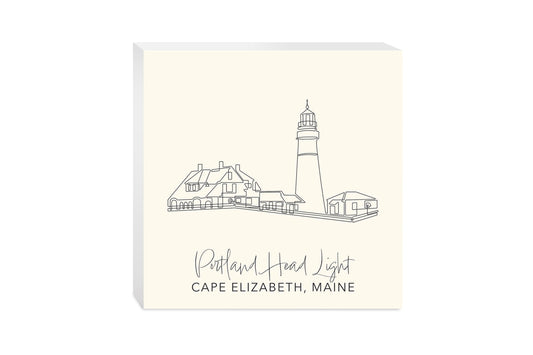 Cream Portland Head Light | Wood Block | Eaches | Min 2