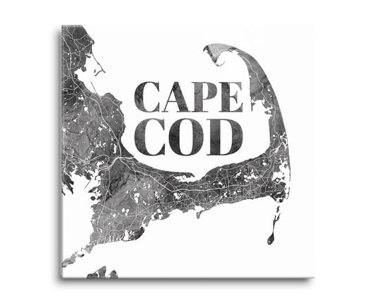 Minimalistic B&W Cape Cod Map | Hi-Def Glass Art | Eaches | Min 2