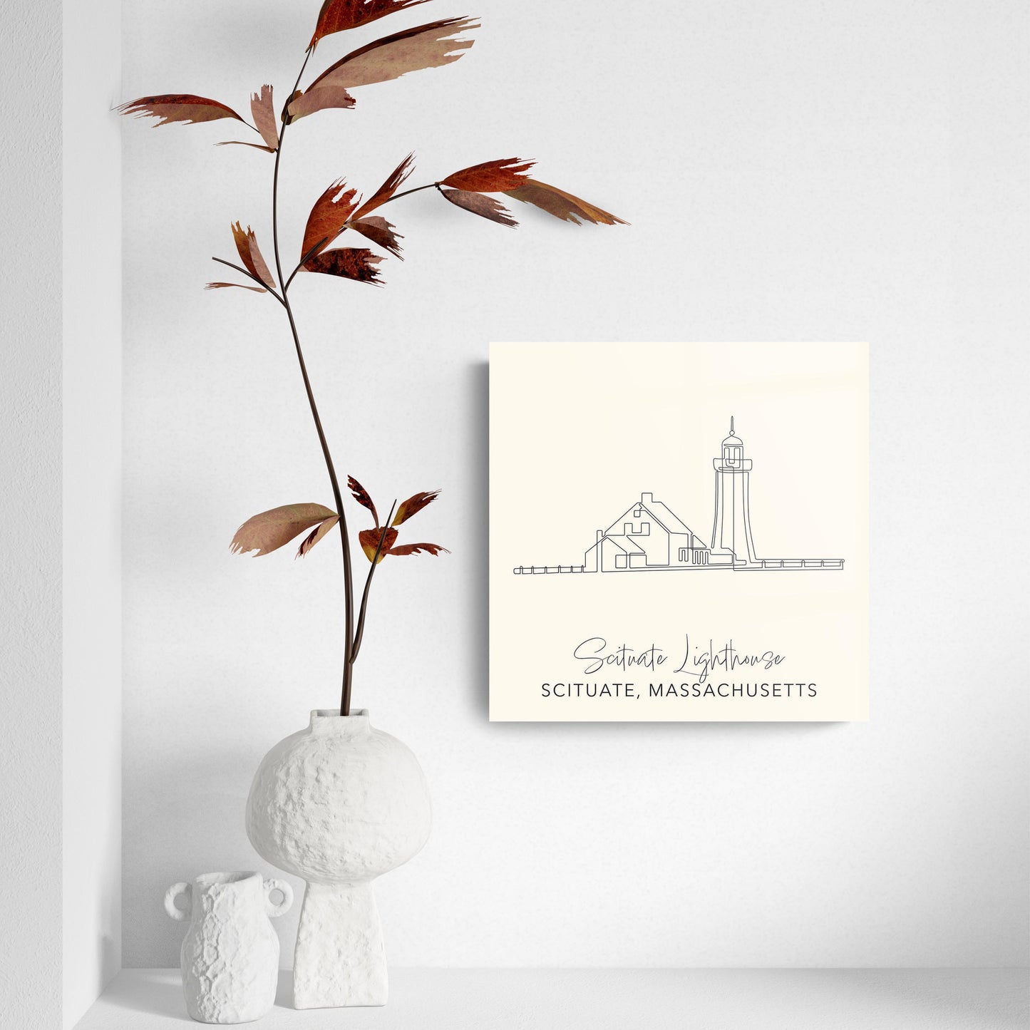Cream Scituate Lighthouse | Hi-Def Glass Art | Eaches | Min 2