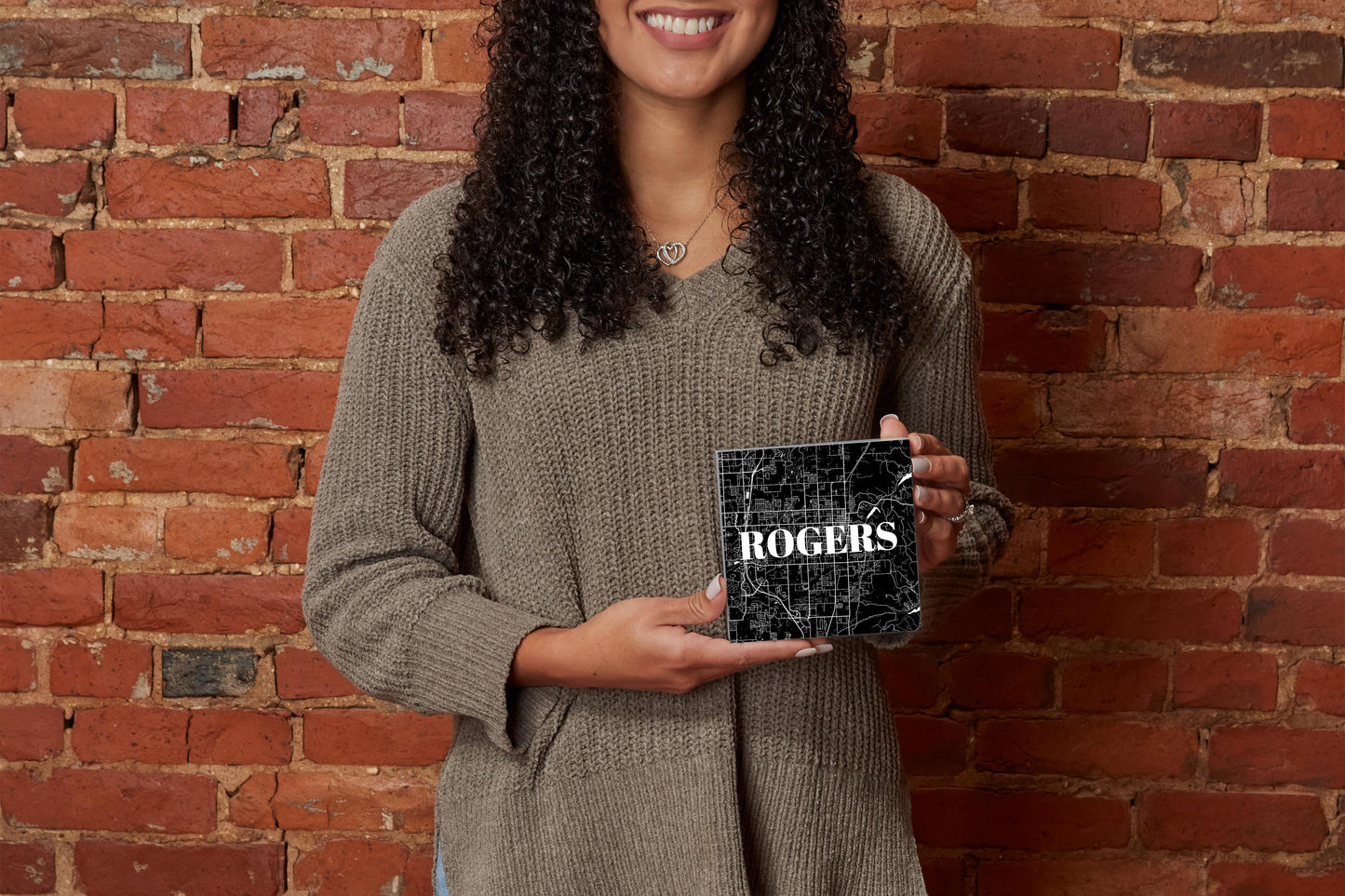 Minimalist B&W Arkansas Rogers Map | Wood Block | Eaches | Min 4