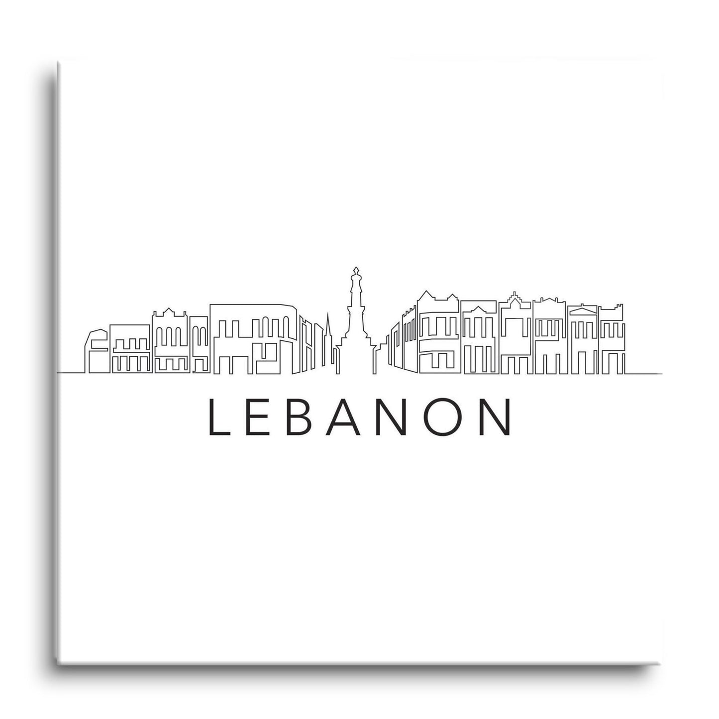 Minimalist B&W Tennessee Lebanon Skyline | Hi-Def Glass Art | Eaches | Min 1