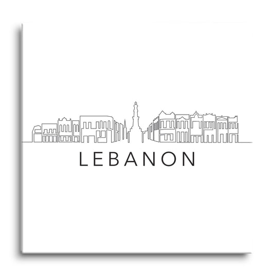 Minimalist B&W Tennessee Lebanon Skyline | Hi-Def Glass Art | Eaches | Min 1