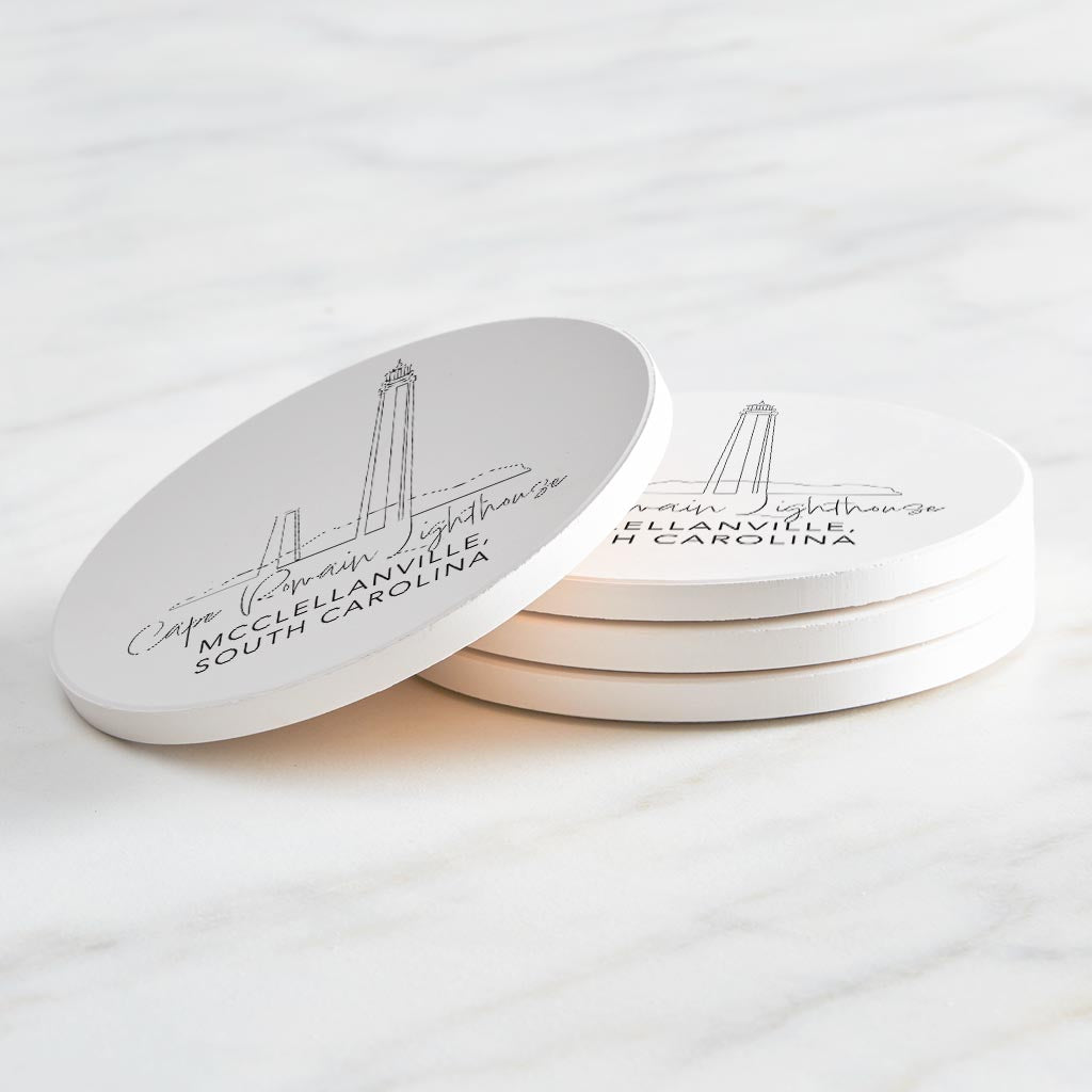 Cape Romain Lighthouse| Absorbent Coasters | Set of 4 | Min 2