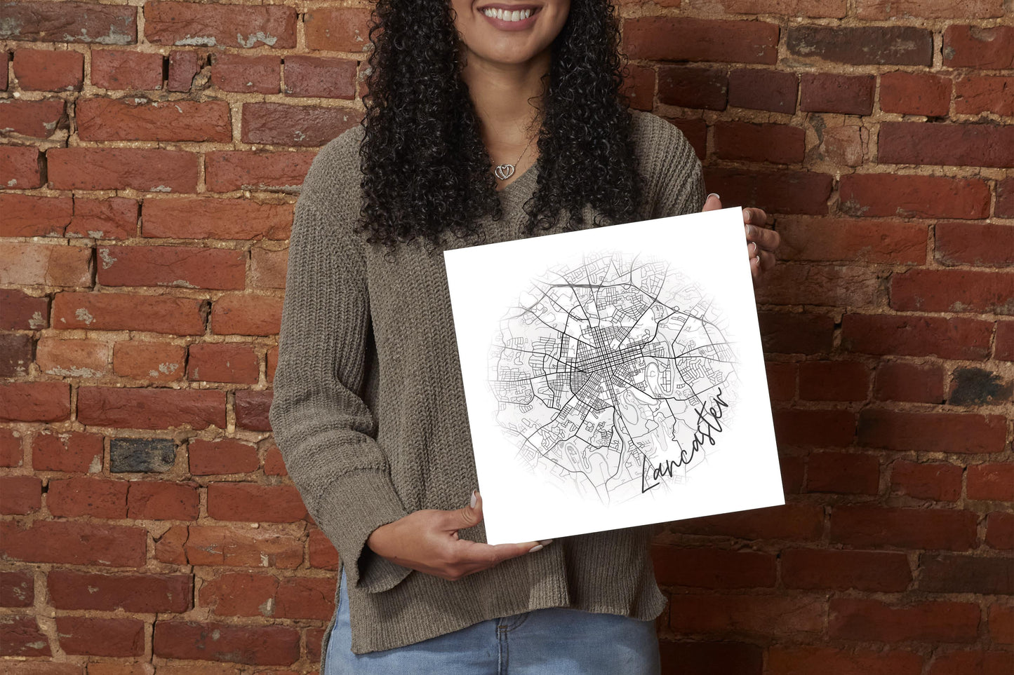 Minimalistic B&W Pennsylvania Lancaster Circle Map | Wood Sign | Eaches | Min 2