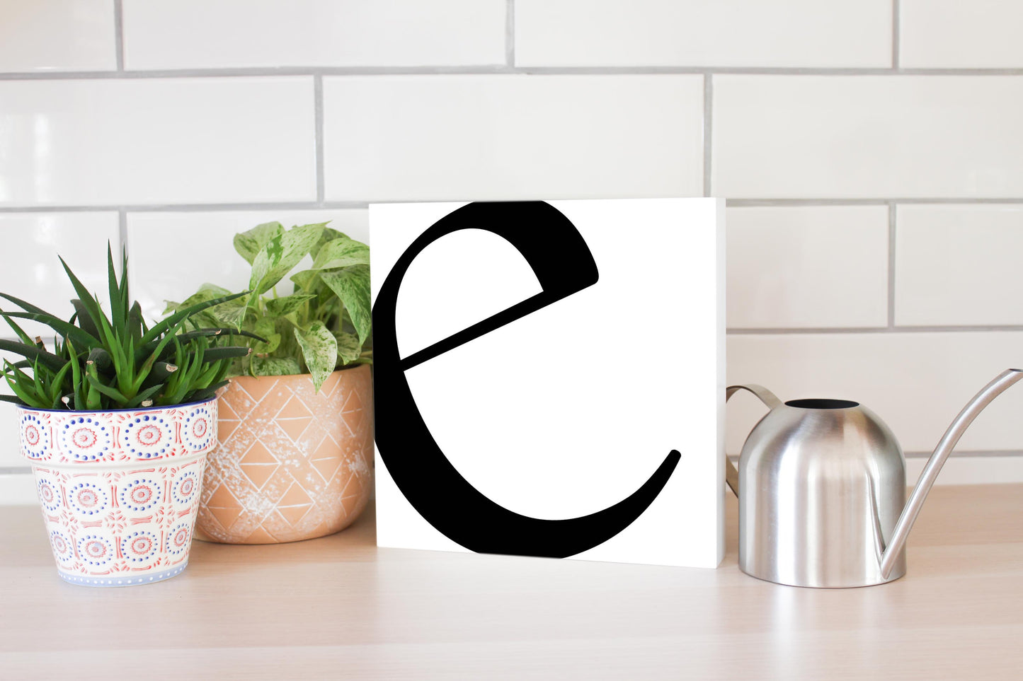 Minimal Monogram E | Wood Block | Eaches | Min 2