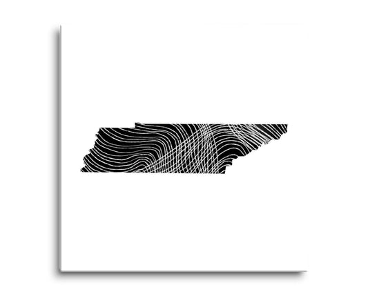 Minimalist B&W Tennessee State Shape | Hi-Def Glass Art | Eaches | Min 2