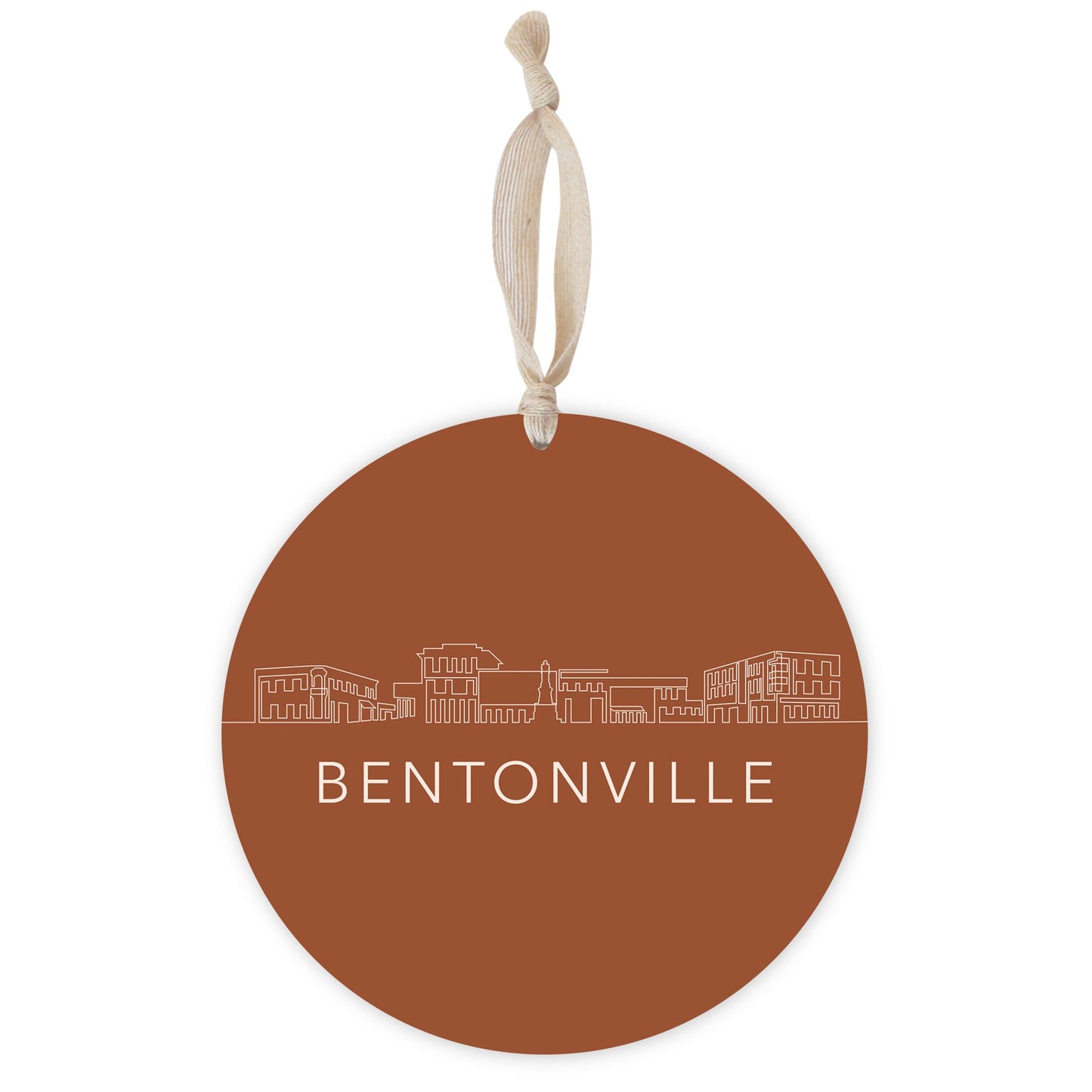 Modern Minimalist Arkansas Bentonville Skyline | Wood Ornament | Eaches | Min 1