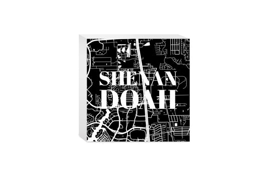 Minimalistic B&W Texas Shenandoah Map | Wood Block | Eaches | Min 4