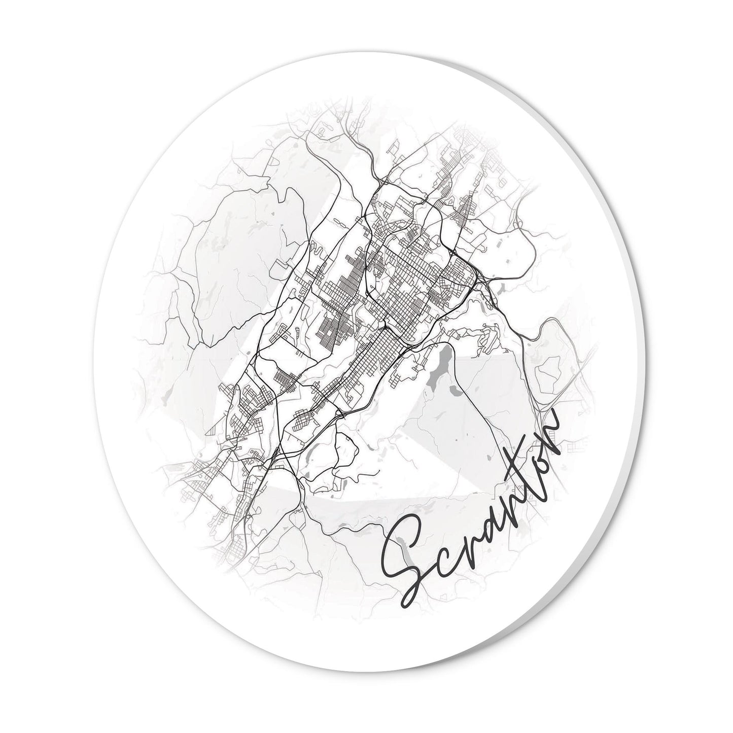 Minimalistic B&W Pennsylvania Scranton Circle Map | Wood Sign | Eaches | Min 1