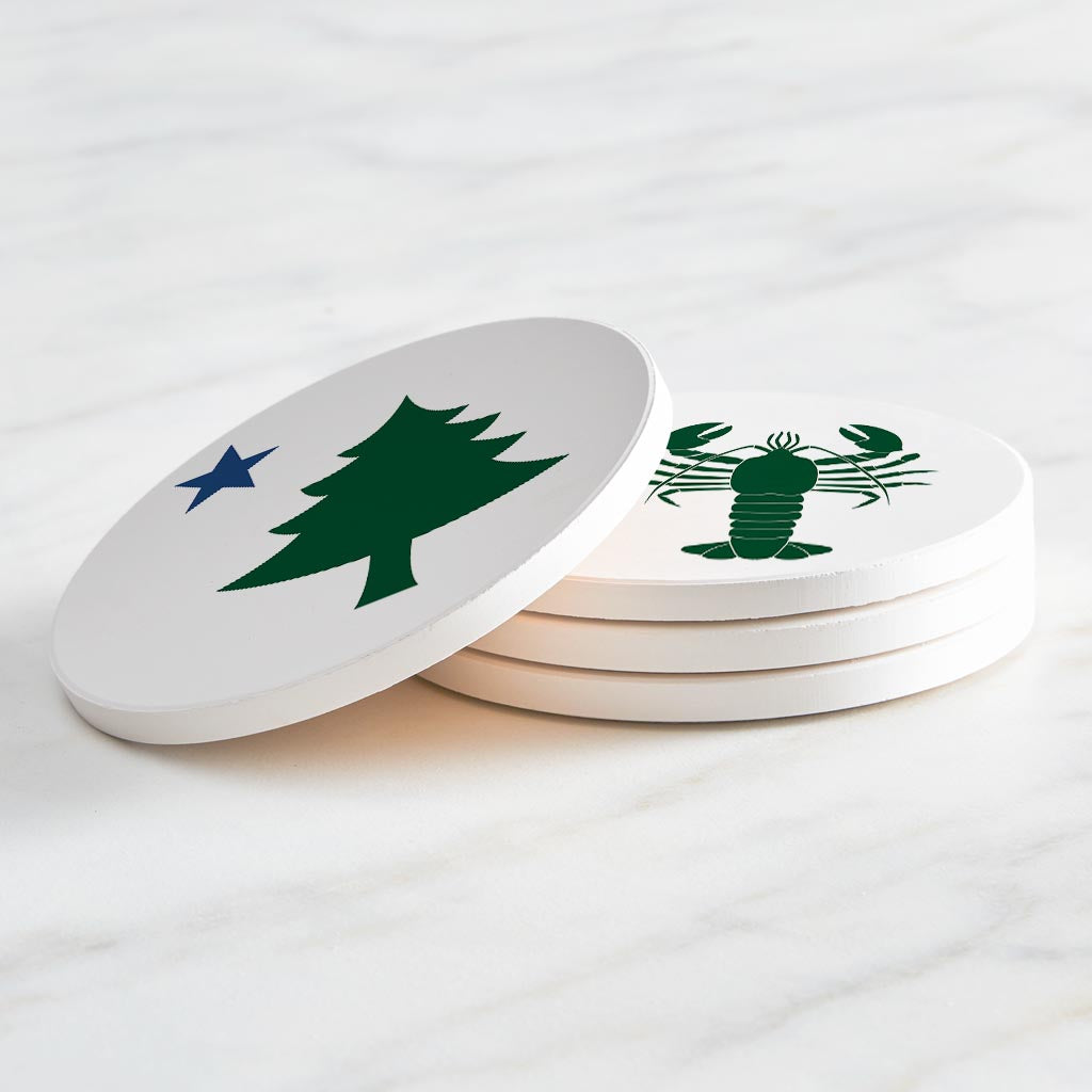 New England Star With Icons| Absorbent Coasters | Set of 4 | Min 2