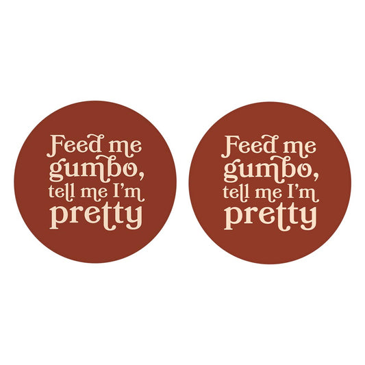 Modern Minimalist Louisiana Gumbo Saying | Absorbent Car Coasters | Set of 2 | Min 4