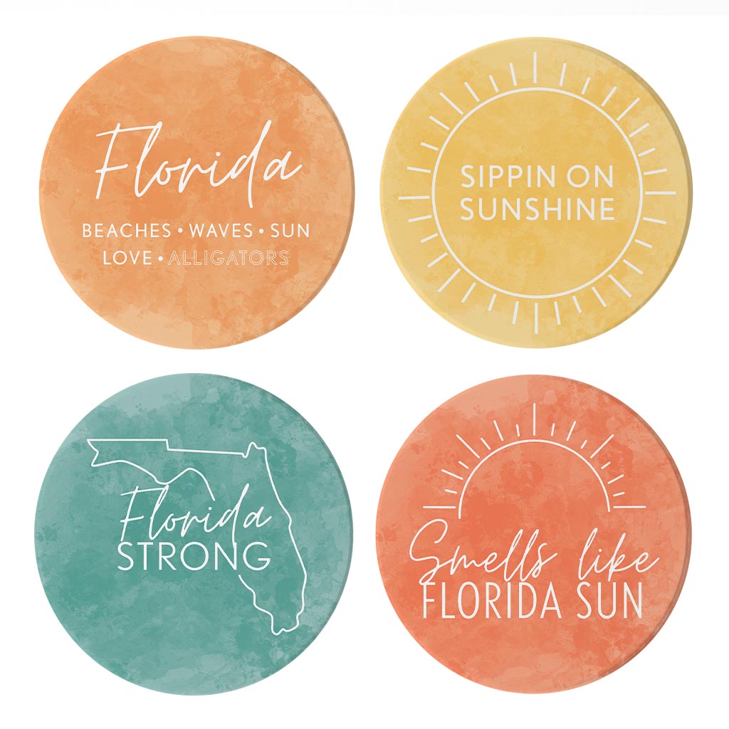Florida Water Color Sayings | Absorbent Coasters | Set of 4 | Min 2