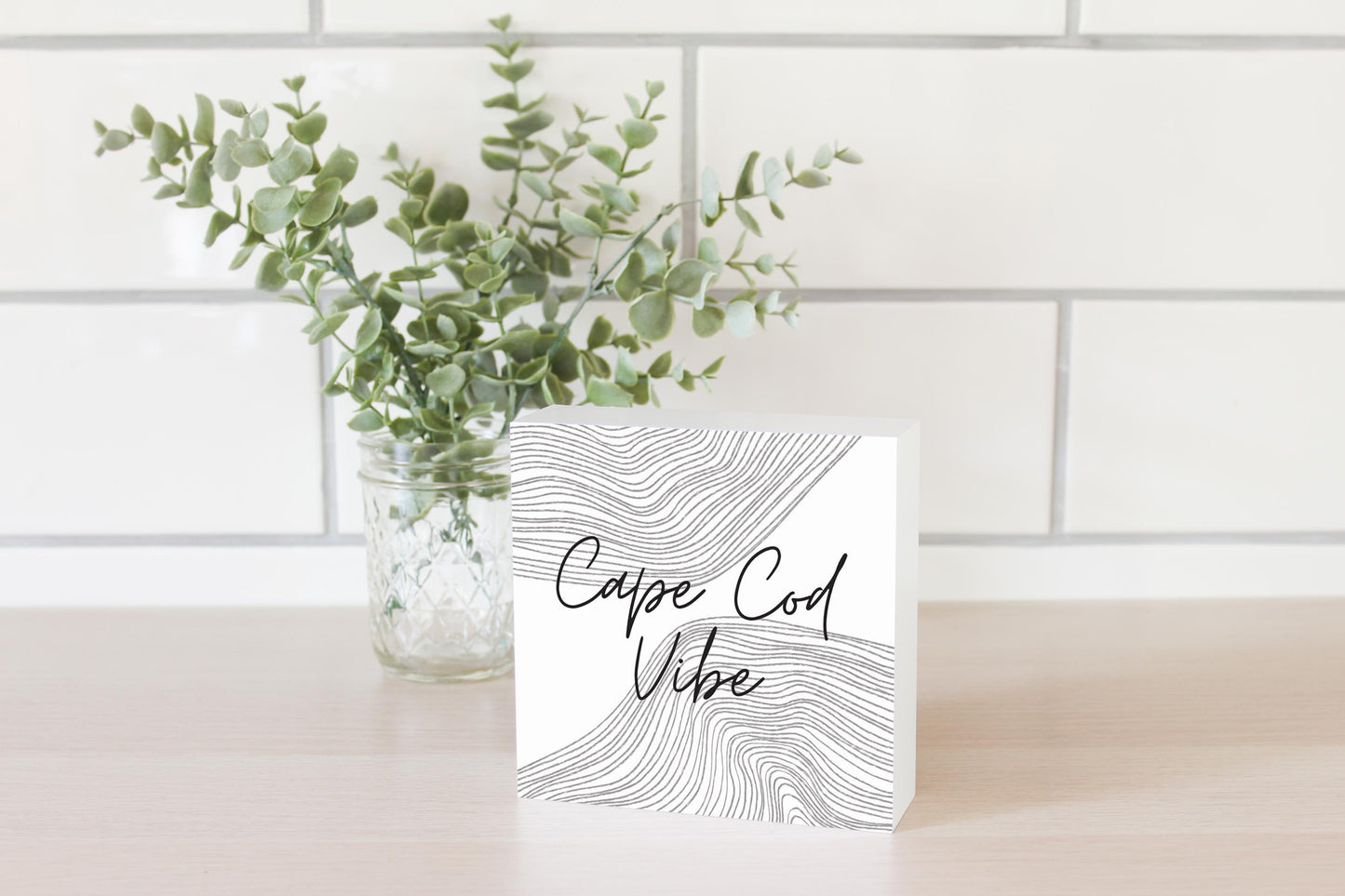 Minimalistic B&W Cape Cod Vibe | Wood Block | Eaches | Min 4