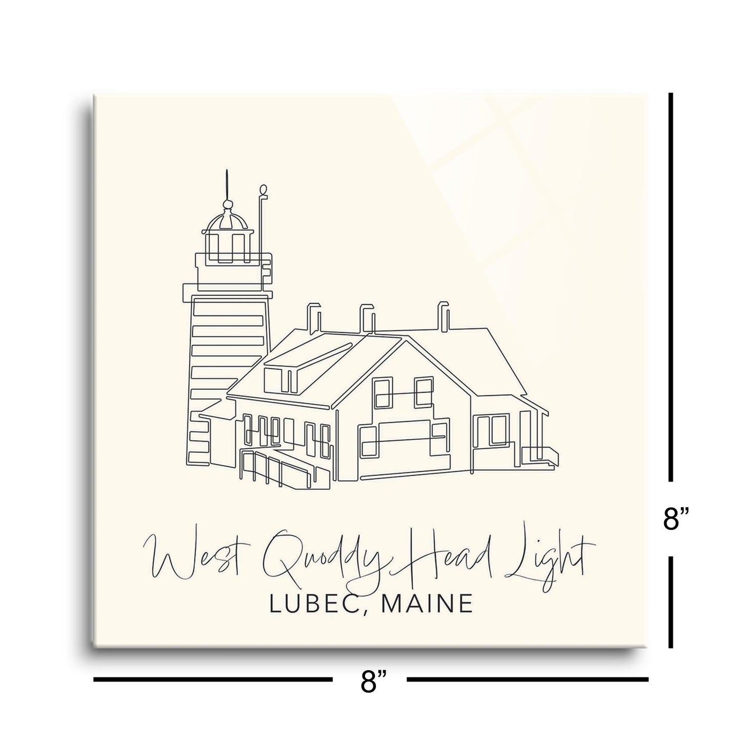 Cream West Quoddy Head Light | Hi-Def Glass Art | Eaches | Min 2