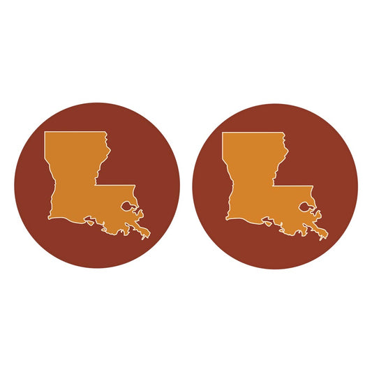 Louisiana Colorful State Shape | Absorbent Car Coasters | Set of 2 | Min 4