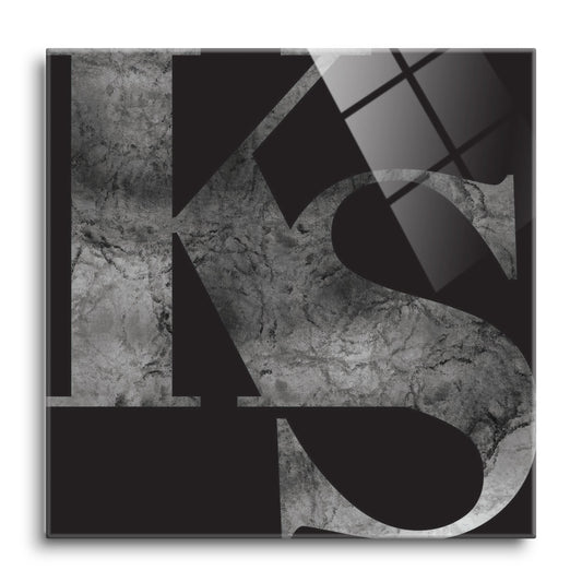 Minimalist B&W Kansas Black Initials | Hi-Def Glass Art | Eaches | Min 1