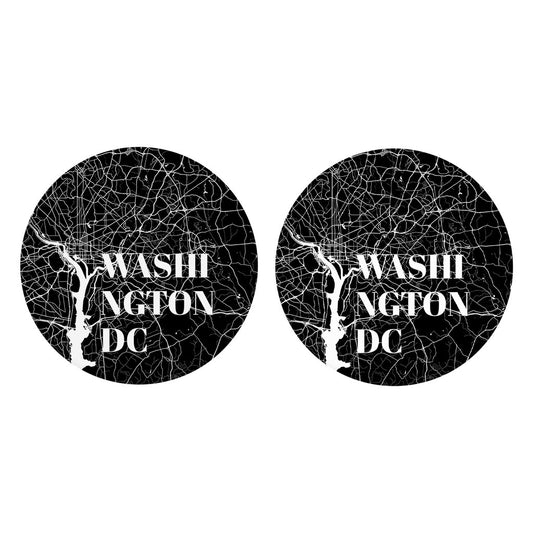 Minimalistic B&W Washington Dc Map | Absorbent Car Coasters | Set of 2 | Min 4