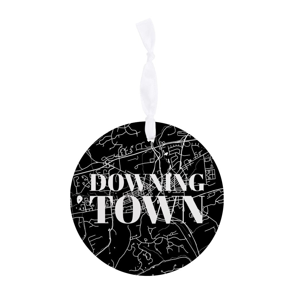 Minimalistic B&W Pennsylvania Downingtown Map | Wood Ornament | Eaches | Min 6