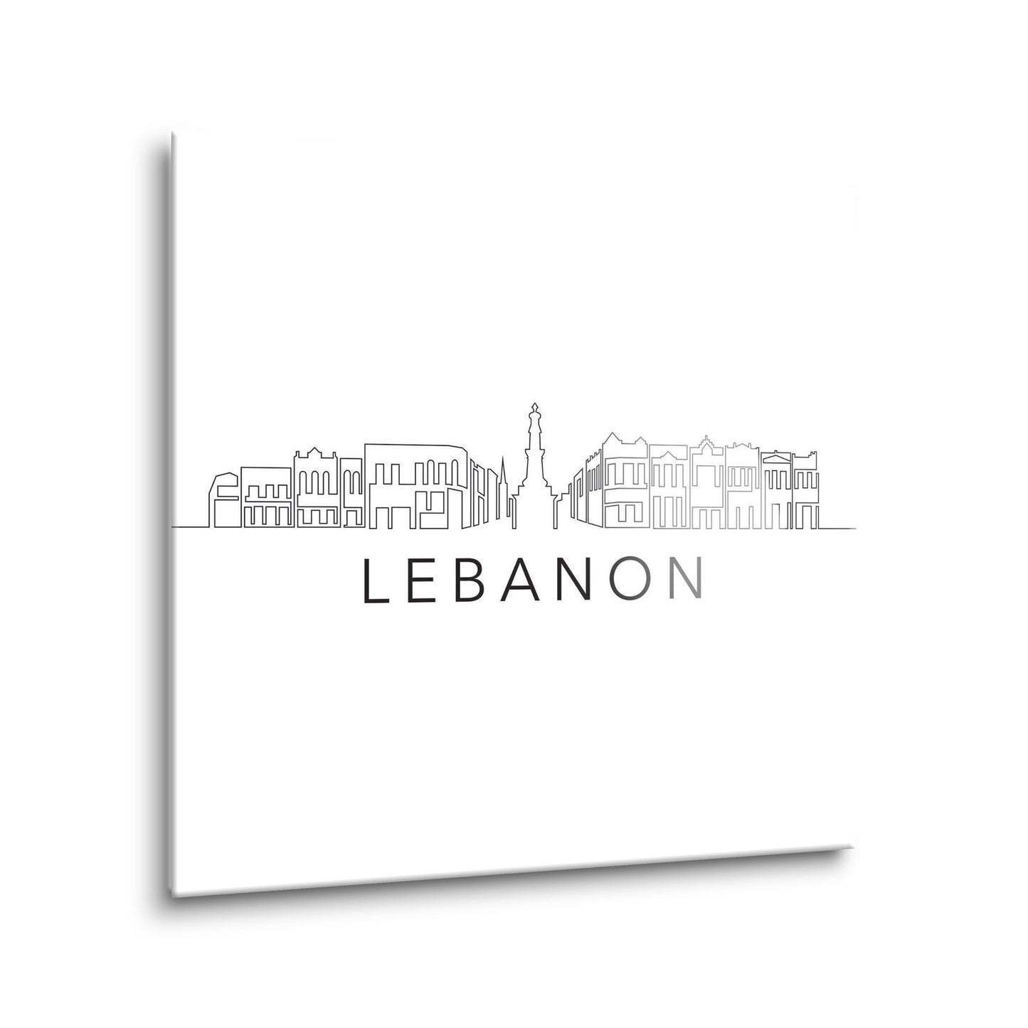 Minimalist B&W Tennessee Lebanon Skyline | Hi-Def Glass Art | Eaches | Min 1