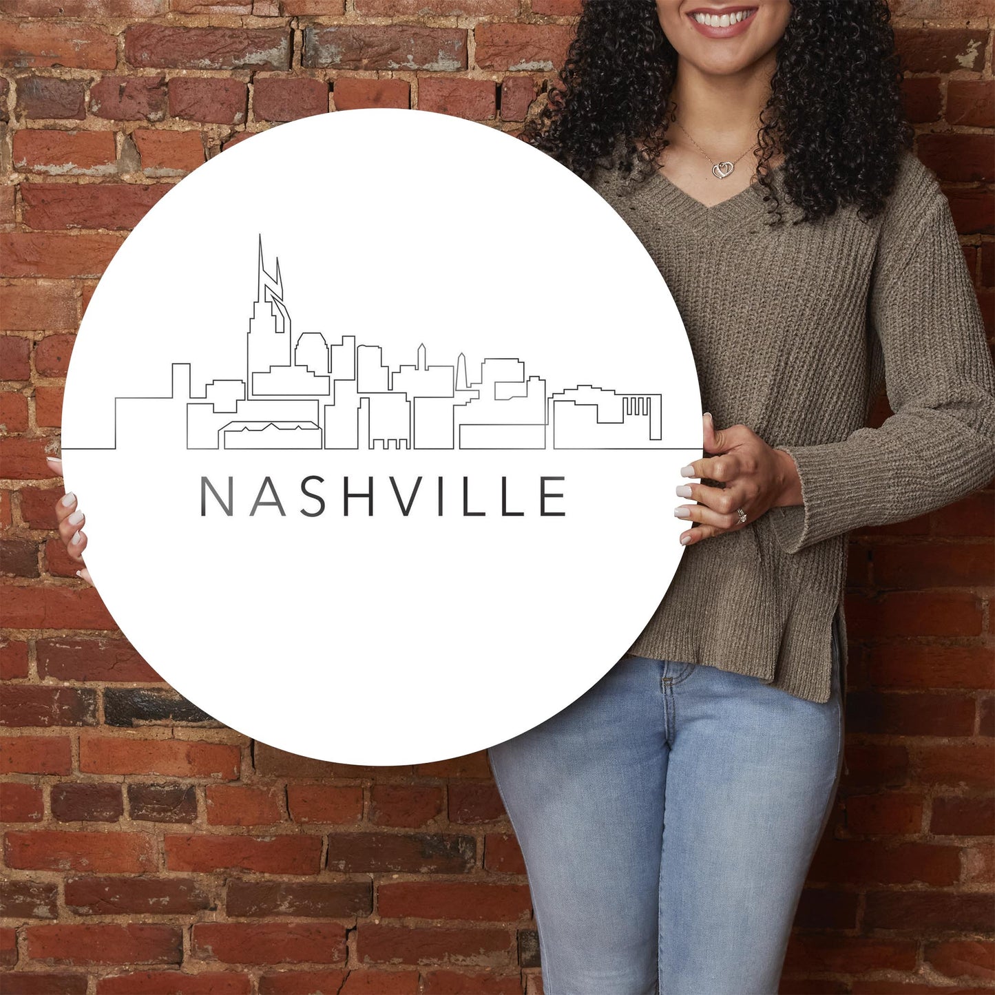 Minimalist B&W Tennessee Nashville Skyline | Hi-Def Glass Art | Eaches | Min 1