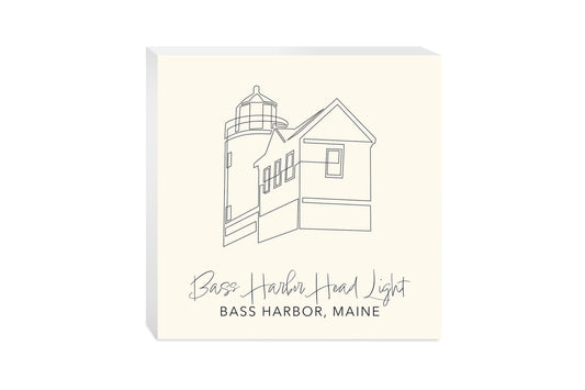 Cream Bass Harbor Head Light | Wood Block | Eaches | Min 2