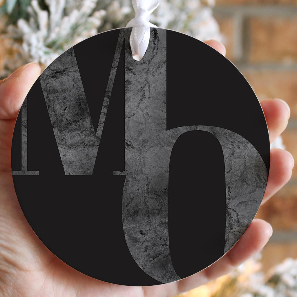 Minimalist B&W Missouri Black Initials| Wood Ornament | Eaches | Min 6