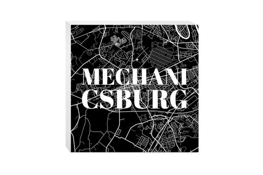 Minimalistic B&W Pennsylvania Mechanicsburg Map | Wood Block | Eaches | Min 2