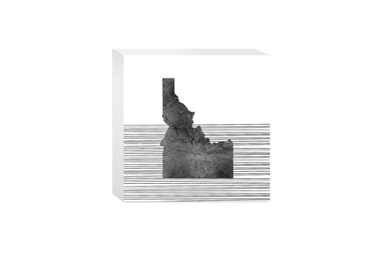 Minimalist B&W Idaho State With Straight Lines | Wood Block | Eaches | Min 4