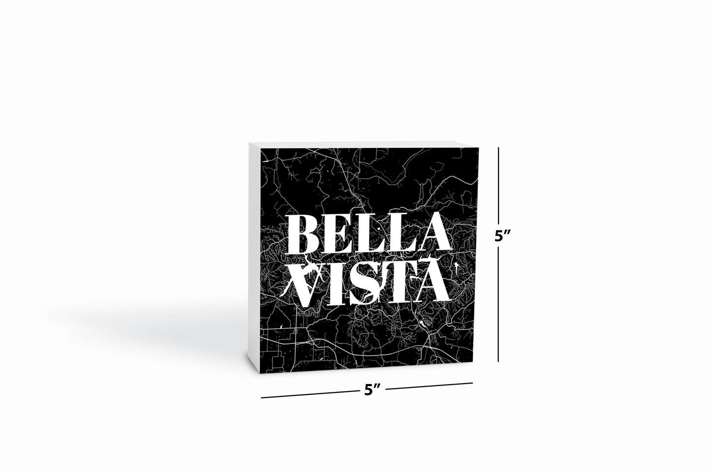 Minimalist B&W Arkansas Bella Vista Map | Wood Block | Eaches | Min 4