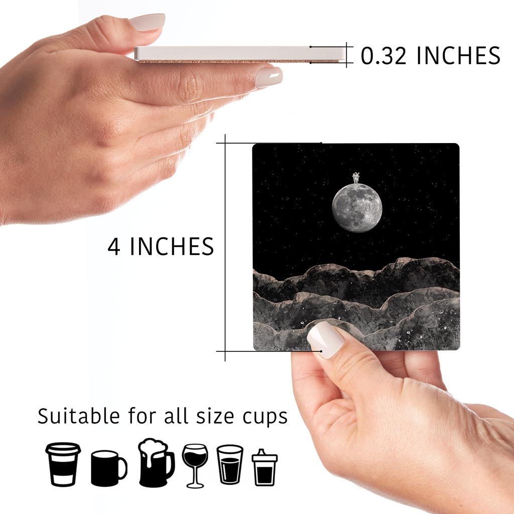 Tiny Moon Man | Absorbent Coasters | Set of 4 | Min 2